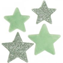 Bodová dekorace Vánoční hvězdy rozptylové hvězdy zelené Ø4/5cm 40ks