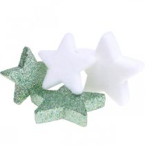 položky Bodová dekorace Vánoční rozptýlené hvězdy zelená bílá Ø4/5cm 40ks