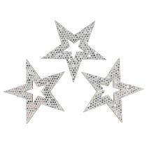 Dekorativní hvězda stříbrná na rozptyl 4cm 48ks