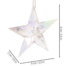 položky Dekorativní hvězdicové ozdoby, duhový čirý akryl, vánoční ozdoby na stromeček, 9 cm, 6 kusů