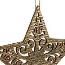 položky Hvězda zlatá na zavěšení 8cm - 12cm 9 ks