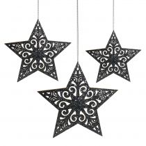 položky Vánoční hvězda s ornamenty stříbrná šedá tříděná 8cm - 12cm 9ks