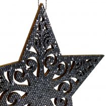 položky Vánoční hvězda s ornamenty stříbrná šedá tříděná 8cm - 12cm 9ks