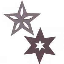 položky Deco dřevěné hvězdy fialové vánoční hvězdy samolepící 4cm mix 36ks