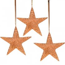 položky Dekorační hvězda k zavěšení, adventní dekorace, kovové přívěsky měděné barvy 12 × 13 cm 3ks