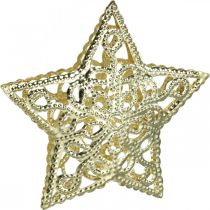položky Bodová dekorace hvězdy, nástavec na světelný řetěz, vánoce, kovová dekorace zlatá Ø6cm 20 kusů