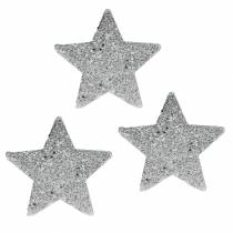 položky Hvězdičky sypané se třpytkami Ø6,5cm stříbrná 36ks