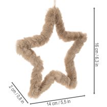 položky Dekorativní hvězdicová dekorace z umělé kožešiny k zavěšení, 30 cm, 3 kusy