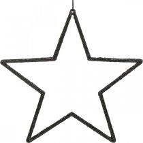 položky Vánoční dekorace přívěsek hvězda černý třpyt 17,5cm 9ks