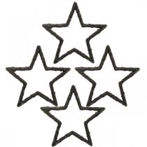 Bodová dekorace Vánoční hvězdy černé třpytky Ø4cm 120ks