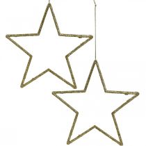 Vánoční dekorace přívěsek hvězda zlatý třpyt 12cm 12ks