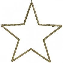Vánoční dekorace přívěsek hvězda zlatý třpyt 17,5cm 9ks