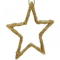 Vánoční dekorace přívěsek hvězda zlatý třpyt 7,5cm 40p