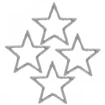 Bodová dekorace Vánoční hvězdy stříbrné třpytky Ø4cm 120ks