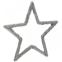Bodová dekorace Vánoční hvězdy stříbrné třpytky Ø4cm 120ks