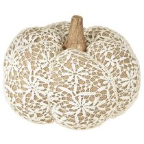 položky Látková dekorace dýně jutová krajka bílá/béžová vintage dekorace Ø18cm