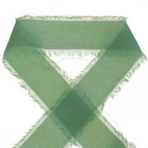 Látková stuha dekorační stuha s třásněmi šalvějově zelená 40mm 15m
