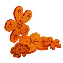Roztroušená dřevěná květina oranžová 2cm - 4cm 96p