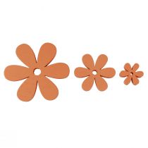 Bodová dekorace dřevěné květiny květy pomeranč léto Ø2–6cm 20ks