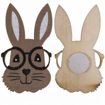 položky Bodová dekorace dřevěný králík s brýlemi hnědá bílá 2,5×4,5cm 48str