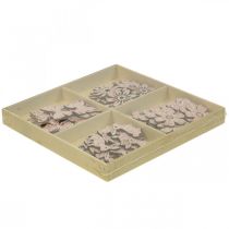 položky Bodová dekorace dřevo, posypové kousky jarní velikonoční růžová 2–4cm 64str