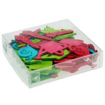 položky Bodová dekorace dřevěné figurky džbán šnek mrkev 4cm - 6cm 72 ks