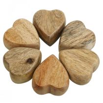 Bodová dekorace dřevěná srdce stolní dekorace srdce dřevo příroda 5cm 6ks