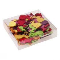 položky Bodová dekorace Velikonoční dřevěný sedící zajíčci barevní 2,5cm x 4cm 72 ks