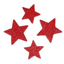 položky Bodová dekorace hvězdičky červená, slída 4-5cm 40p