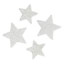 položky Bodová dekorace hvězdy bílá se slídou 4-5cm 40ks