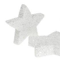 položky Bodová dekorace hvězdy bílé se slídou 4-5cm 40p