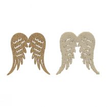 položky Sypání Vánoční dřevěná andělská křídla třpyt 3×4cm 72p
