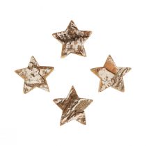 Bodová dekorace Vánoční dřevěné hvězdičky kůra bělená Ø5cm 12ks