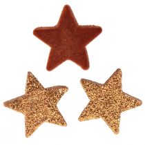položky Bodová dekorace Vánoční hvězdy hnědá/oranžová Ø4/5cm 40ks