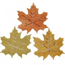 Stolní dekorace podzimní, rozptylová dekorace dřevo javorový list š4cm 72ks