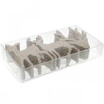 položky Bodová dekorace Vánoční dekorace jelena zlaté třpytky 6×8cm 24 ks