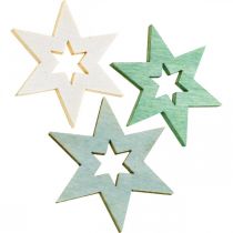 Dřevěné hvězdičky deco sypání Christmas Green H4cm 72p