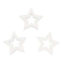 Bodová dekorace Vánoční hvězdy bílé dřevěné hvězdy Ø4cm 54ks