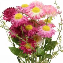 položky Rhodanthe Rosa - růžové hedvábné květiny, umělá rostlina, jahodová kytice, dekorativní květiny 46 cm