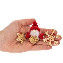 položky Sada vánočních ozdob ze slámy, figurky a hvězdy 6 cm, 30 ks