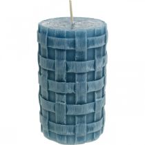Sloupové svíčky modré, voskové svíčky Rustikální, svíčky s pleteným vzorem 110/65 2ks