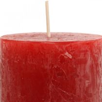 Sloupkové svíčky Rustikální Barevné adventní svíčky červené 70/110mm 4ks