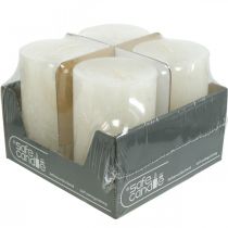 položky Sada 4 rustikálních sloupových svíček, krémově bílé, 70x110 mm, probarvené, samozhášivé - Ideální pro adventní a sváteční dekoraci