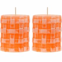 Sloupové svíčky Rustic Orange 80/65 svíčka rustikální voskové svíčky 2ks