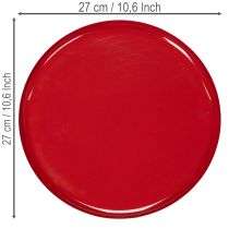 položky Dekorativní podnos, červený, minimalistický design, 27 cm