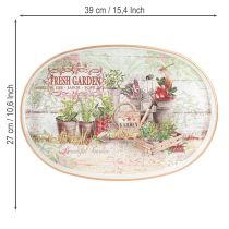 položky Oválný tác s uchem Fresh Garden Vintage 39x27x3,5cm