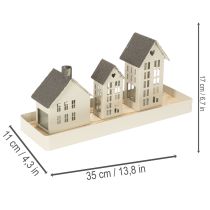 položky Sada světelných domů, kov, tři domy na tácu 35 cm, 1 sada