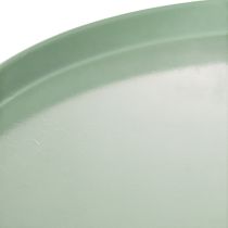 položky Zelený kulatý kovový dekorativní stůl, průměr 40 cm, s vysokým okrajem
