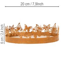 položky Tác s motýly, pružina, dekorace na stůl, kovová dekorace, rezavý povrch, Ø20cm V6,5cm