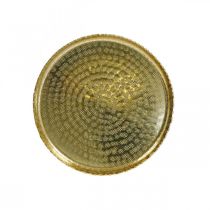 Orient-optic podnos, zlatý dekorativní talíř, kovová dekorace Ø18,5cm